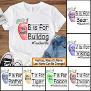 Personalized School Mascot Custom Apple Name Teacher T-Shirt K1702 Trhn