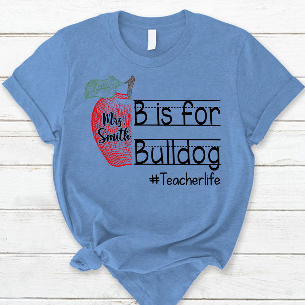 Personalized School Mascot Custom Apple Name Teacher T-Shirt K1702 Trhn