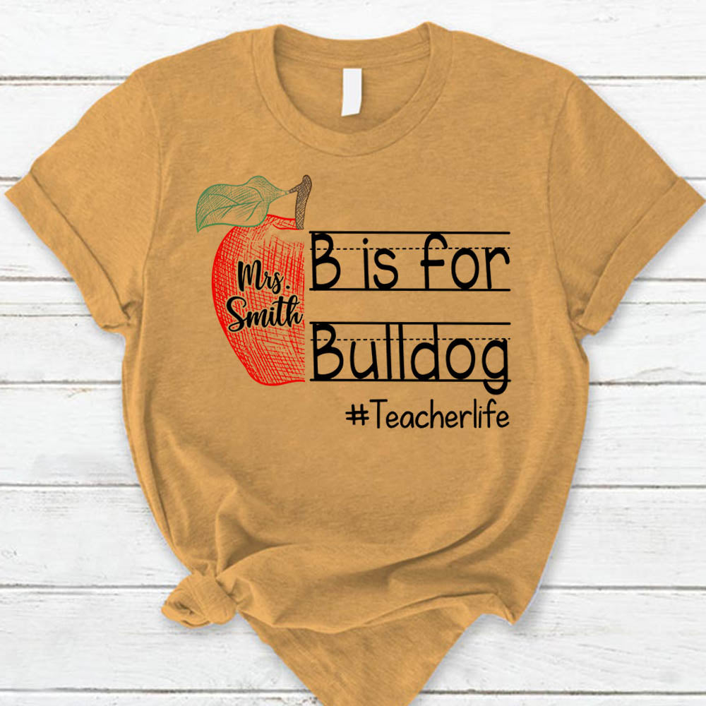 Personalized School Mascot Custom Apple Name Teacher T-Shirt K1702 Trhn