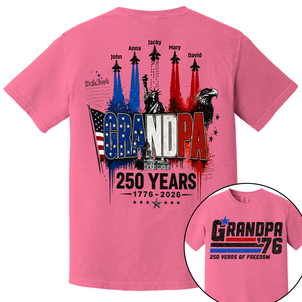 Personalized Dad Grandpa Nation Flag American 250th Anniversary Shirt - Semiquincentennial 1776-2026 Shirt - Cool Father's Day Gift For Dad, Grandpa T1807 VH01