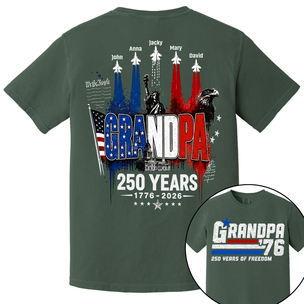 Personalized Dad Grandpa Nation Flag American 250th Anniversary Shirt - Semiquincentennial 1776-2026 Shirt - Cool Father's Day Gift For Dad, Grandpa T1807 VH01