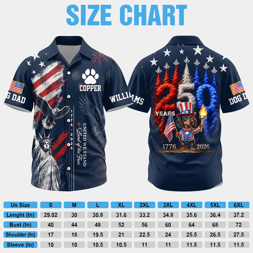 Personalized America 250th Anniversary 1776-2026 Hawaiian Shirt, Custom Photo Dog Cat For Pet Lover T1807 Hv01
