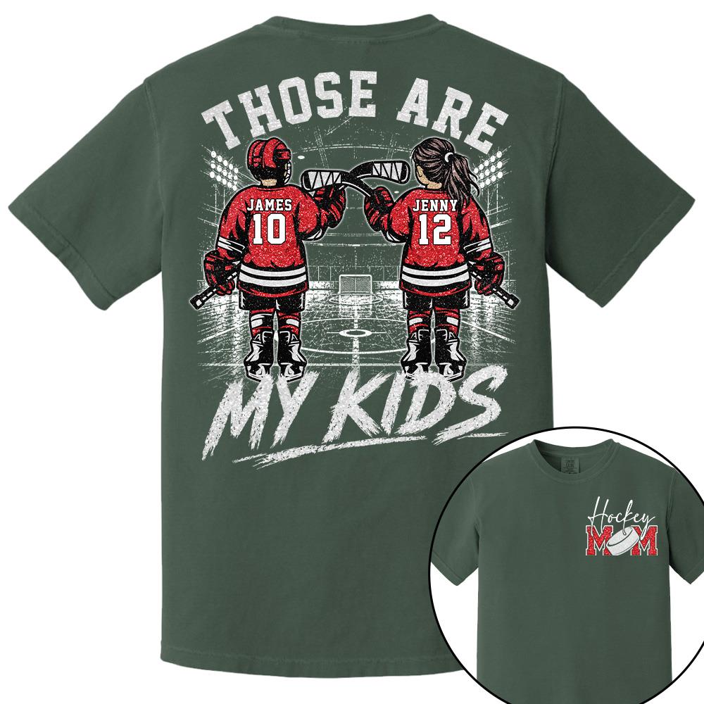 Personalized  Ice Hockey Mom Shirt, Custom Those Are My Boys T-Shirt, Team Name & Player Number Tee, Ice Hockey Mom Gift Na02 Hv01