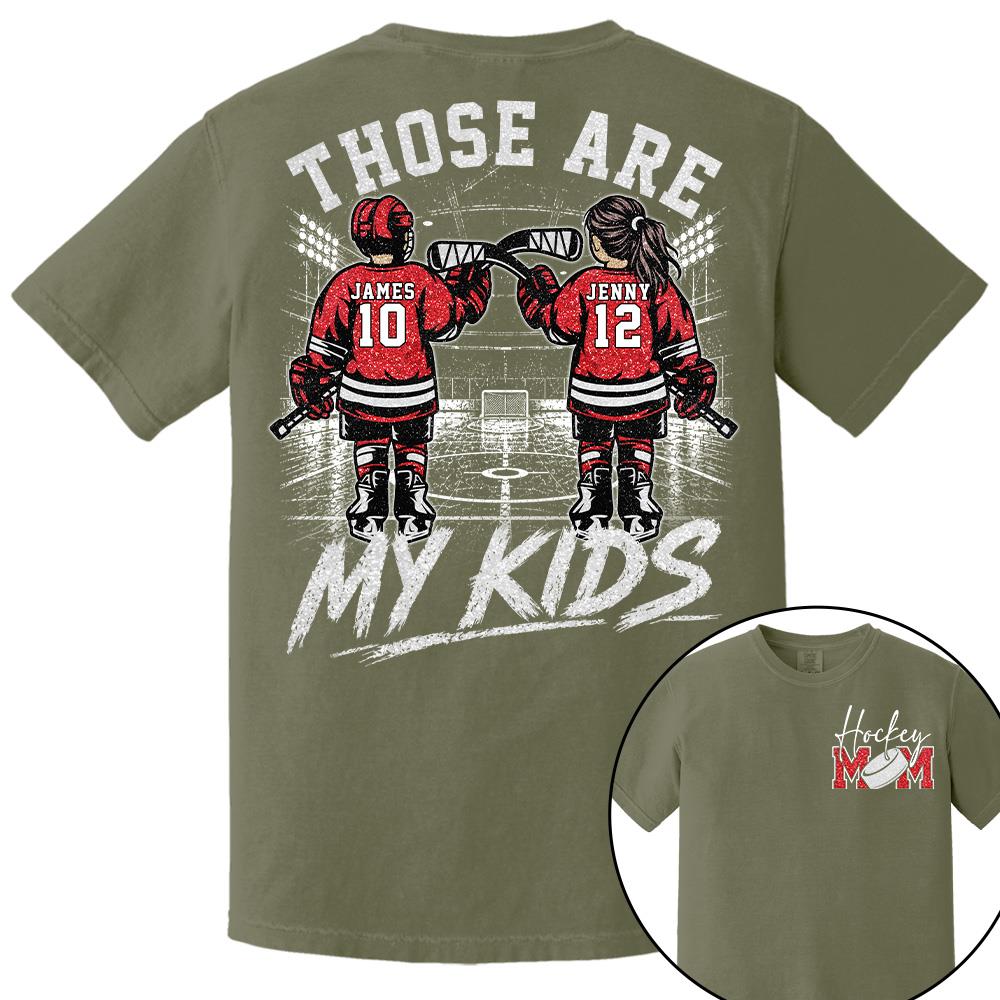 Personalized  Ice Hockey Mom Shirt, Custom Those Are My Boys T-Shirt, Team Name & Player Number Tee, Ice Hockey Mom Gift Na02 Hv01