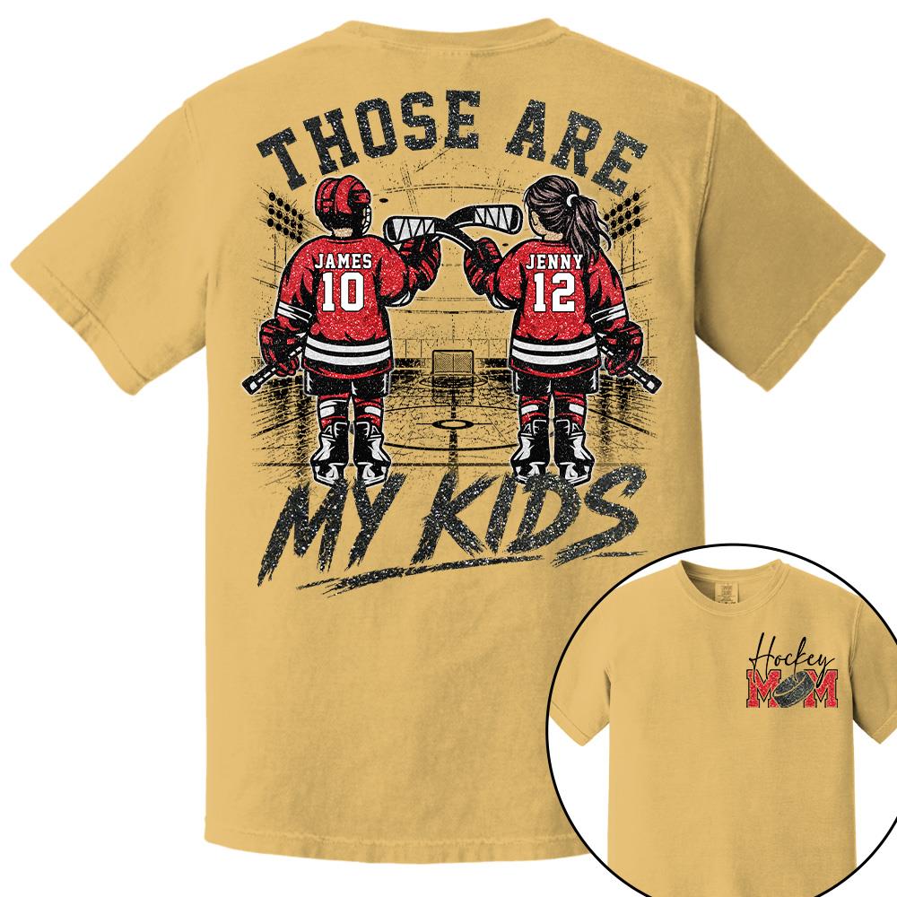 Personalized  Ice Hockey Mom Shirt, Custom Those Are My Boys T-Shirt, Team Name & Player Number Tee, Ice Hockey Mom Gift Na02 Hv01