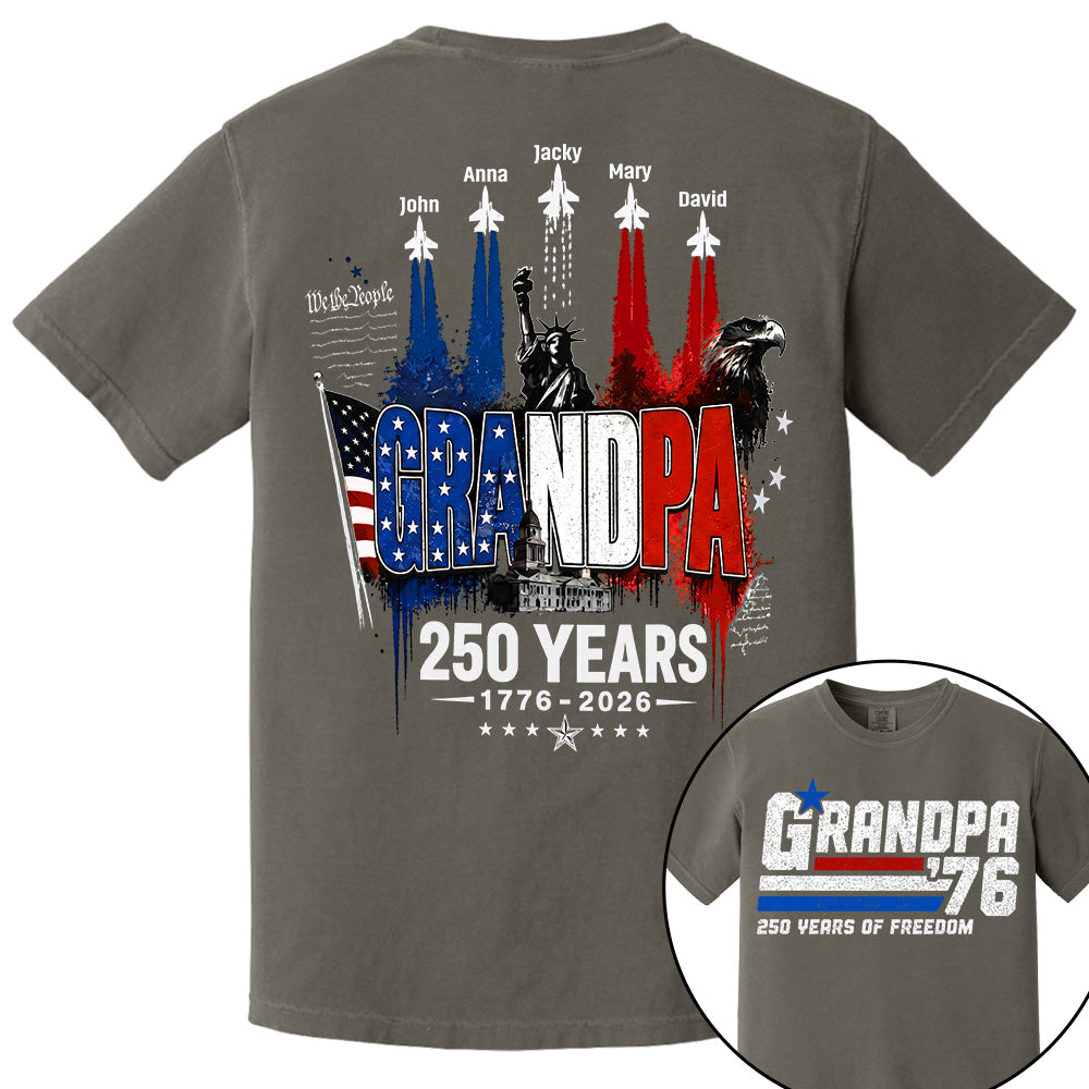 Personalized Dad Grandpa Nation Flag American 250th Anniversary Shirt - Semiquincentennial 1776-2026 Shirt - Cool Father's Day Gift For Dad, Grandpa T1807 VH01