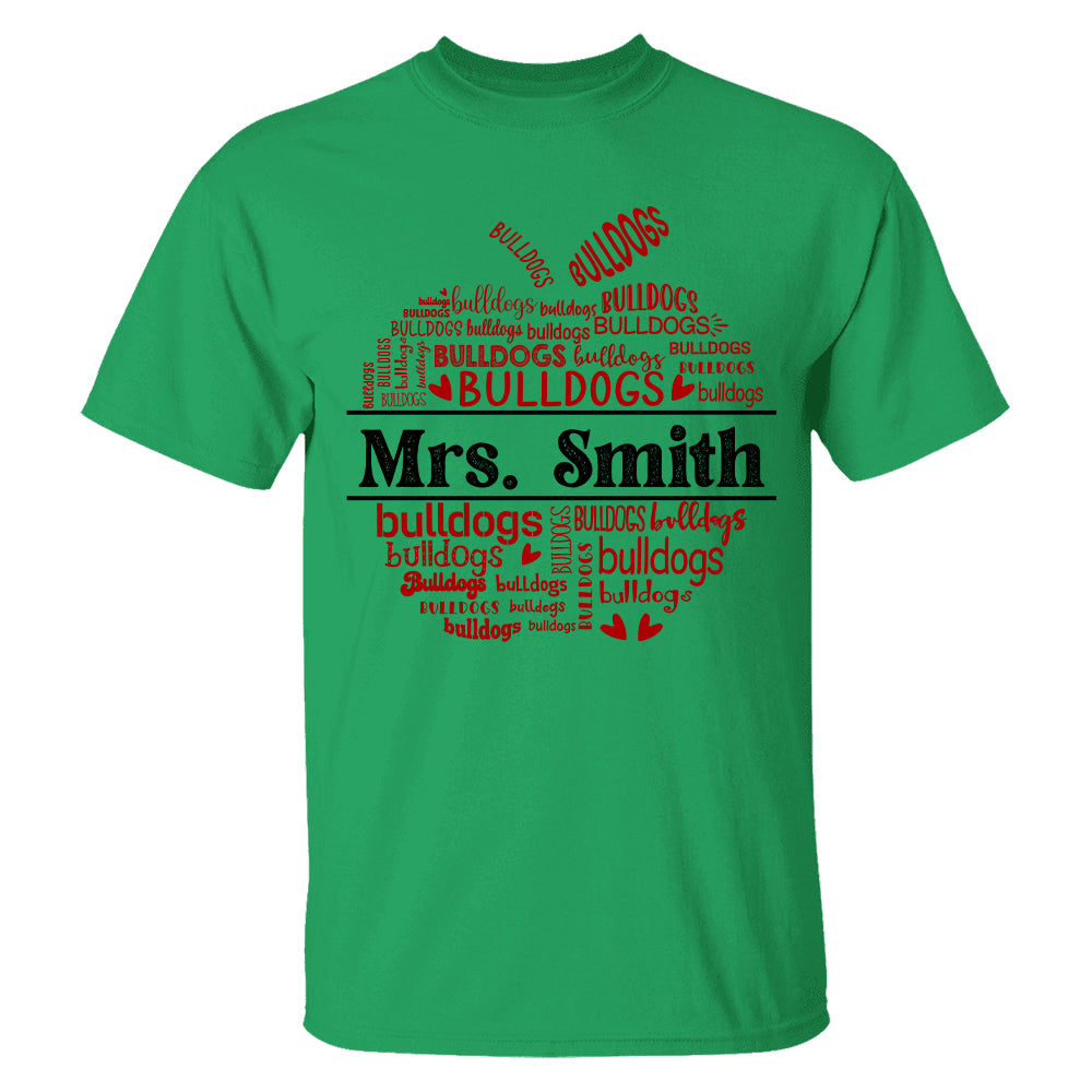 School Mascot Apple Shape Personalized Shirt Custom Gift For Teacher
