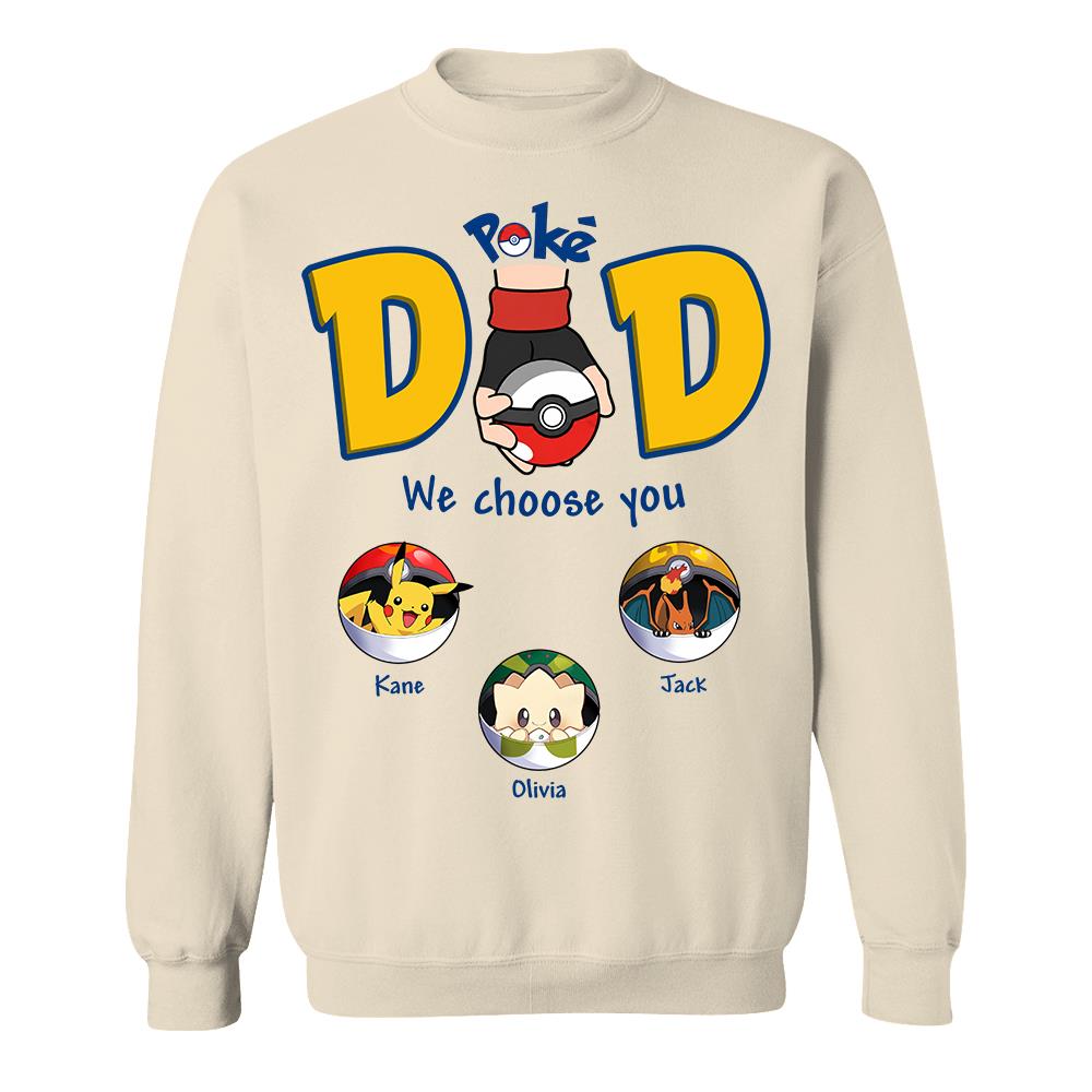 PokeDad Best Poke Dad Ever, Personalized PokéDad Shirt With Kids Name, Gifts For Dad, Gifts For Father's Day MI209 Hv01