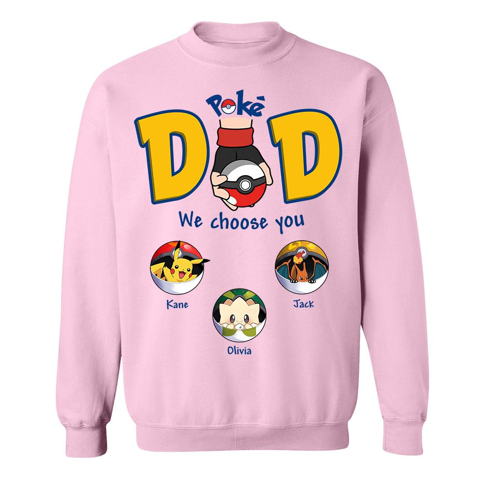 PokeDad Best Poke Dad Ever, Personalized PokéDad Shirt With Kids Name, Gifts For Dad, Gifts For Father's Day MI209 Hv01