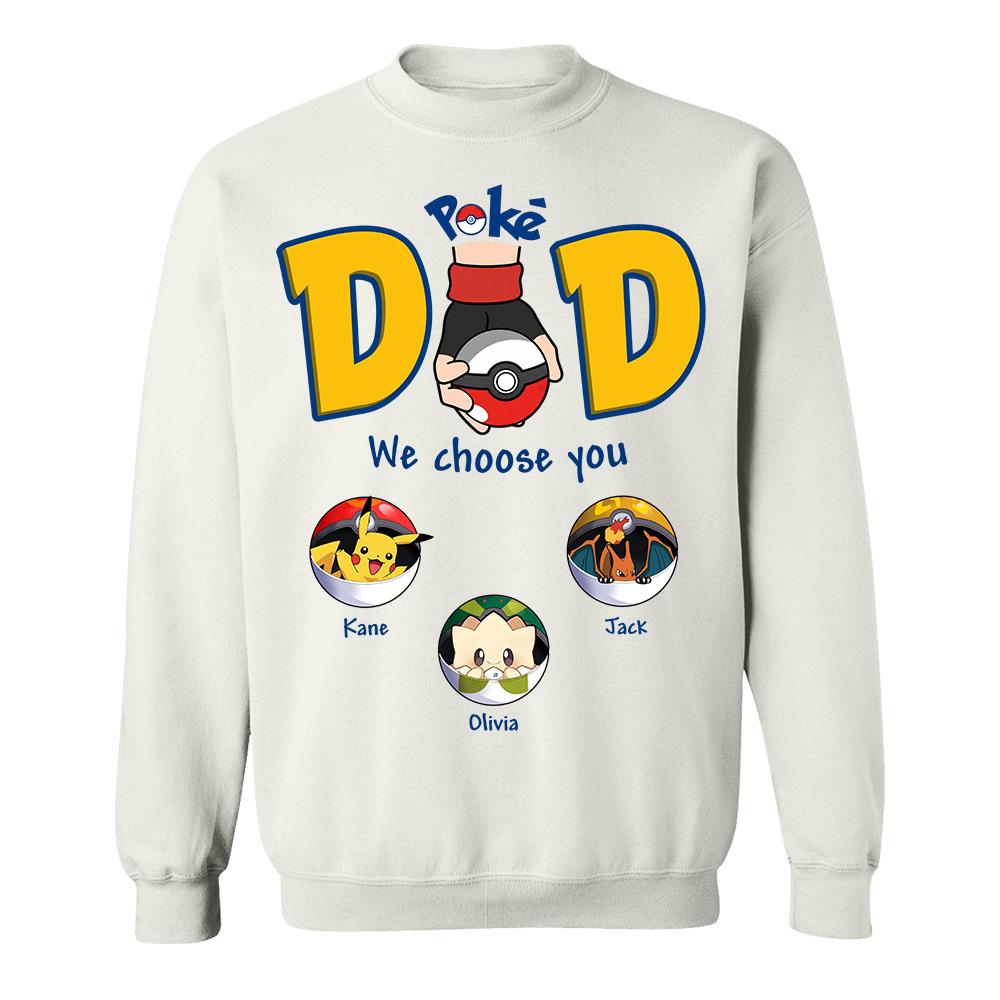 PokeDad Best Poke Dad Ever, Personalized PokéDad Shirt With Kids Name, Gifts For Dad, Gifts For Father's Day MI209 Hv01