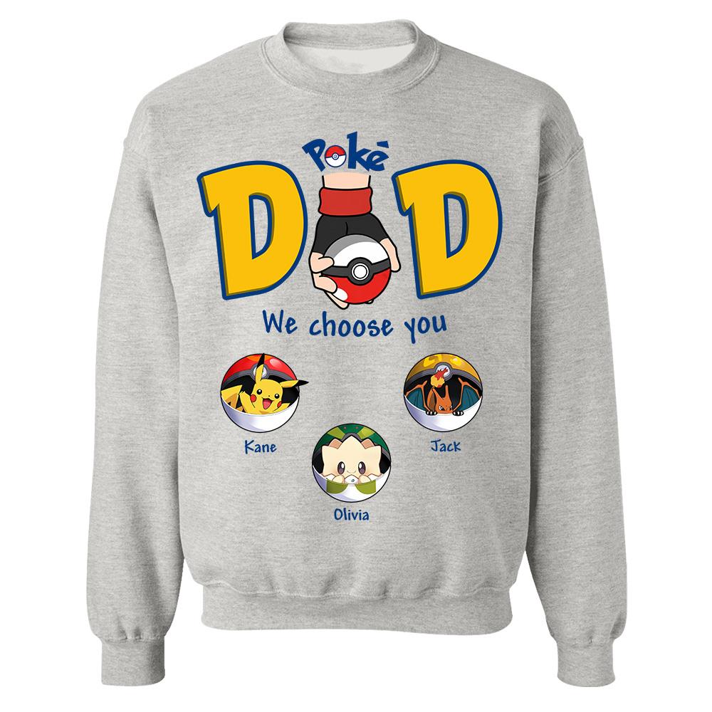 PokeDad Best Poke Dad Ever, Personalized PokéDad Shirt With Kids Name, Gifts For Dad, Gifts For Father's Day MI209 Hv01