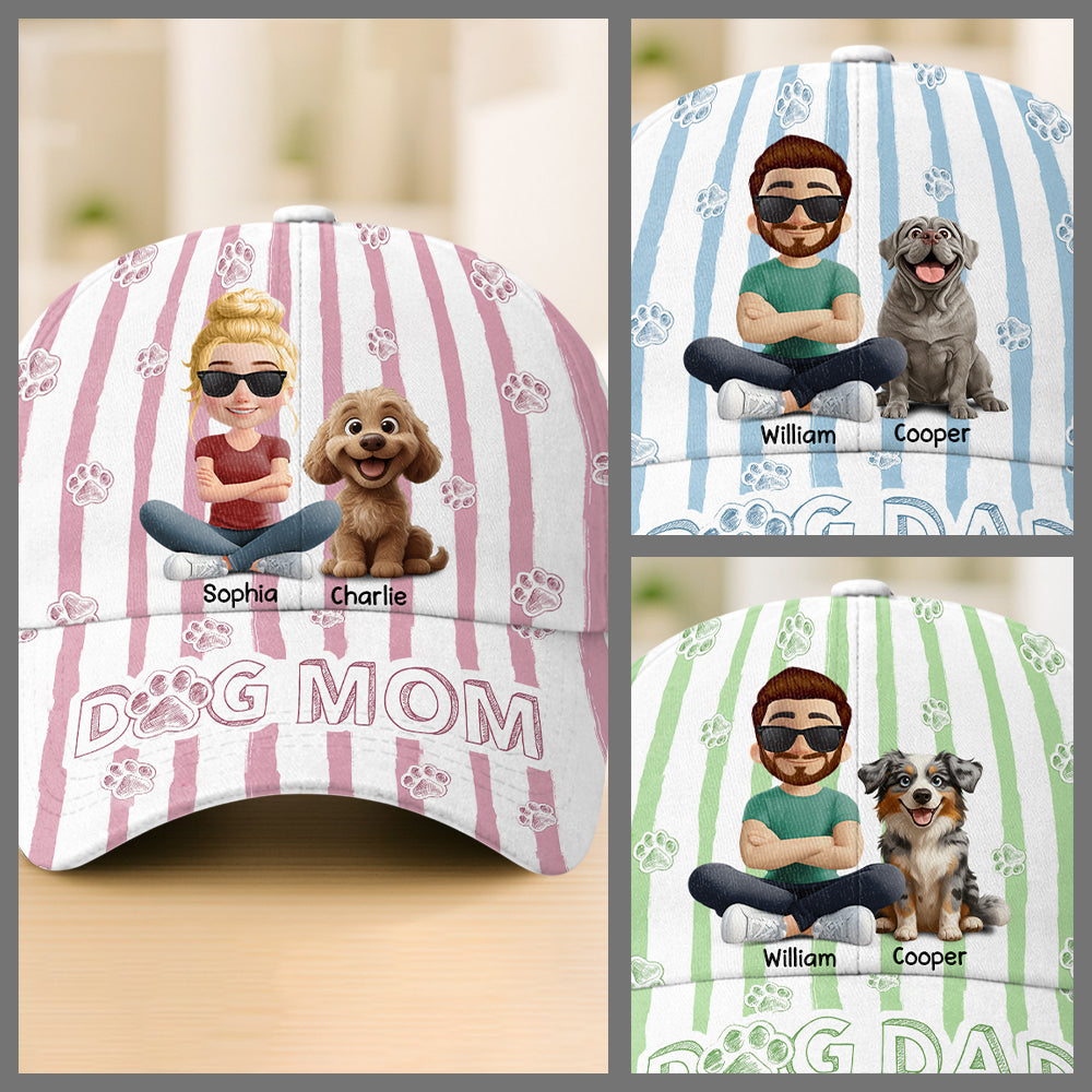Dog Mom Dog Dad - Personalized Stripe  Classic Cap Gift For Dad Mom, Gift For Dog Lovers Tu24 Hv01