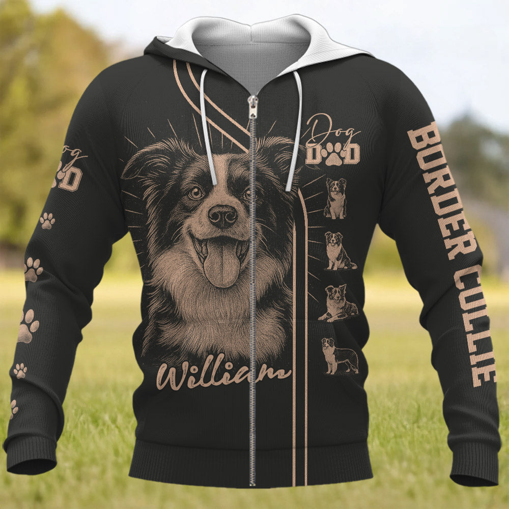 Border Collie, Personalized Bleach Style Dog Shirt, Gift For Dog Lover T1807 Pt99