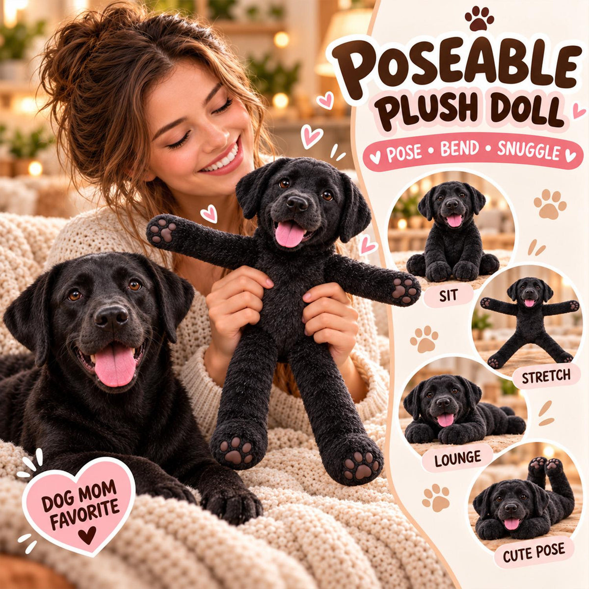 Personalized Labrador Retriever Photo Pet Squishy Toy Poseable Plush Doll, Funny Gift For Dog Mom, Dad, Cat Lover T1807 Hv01
