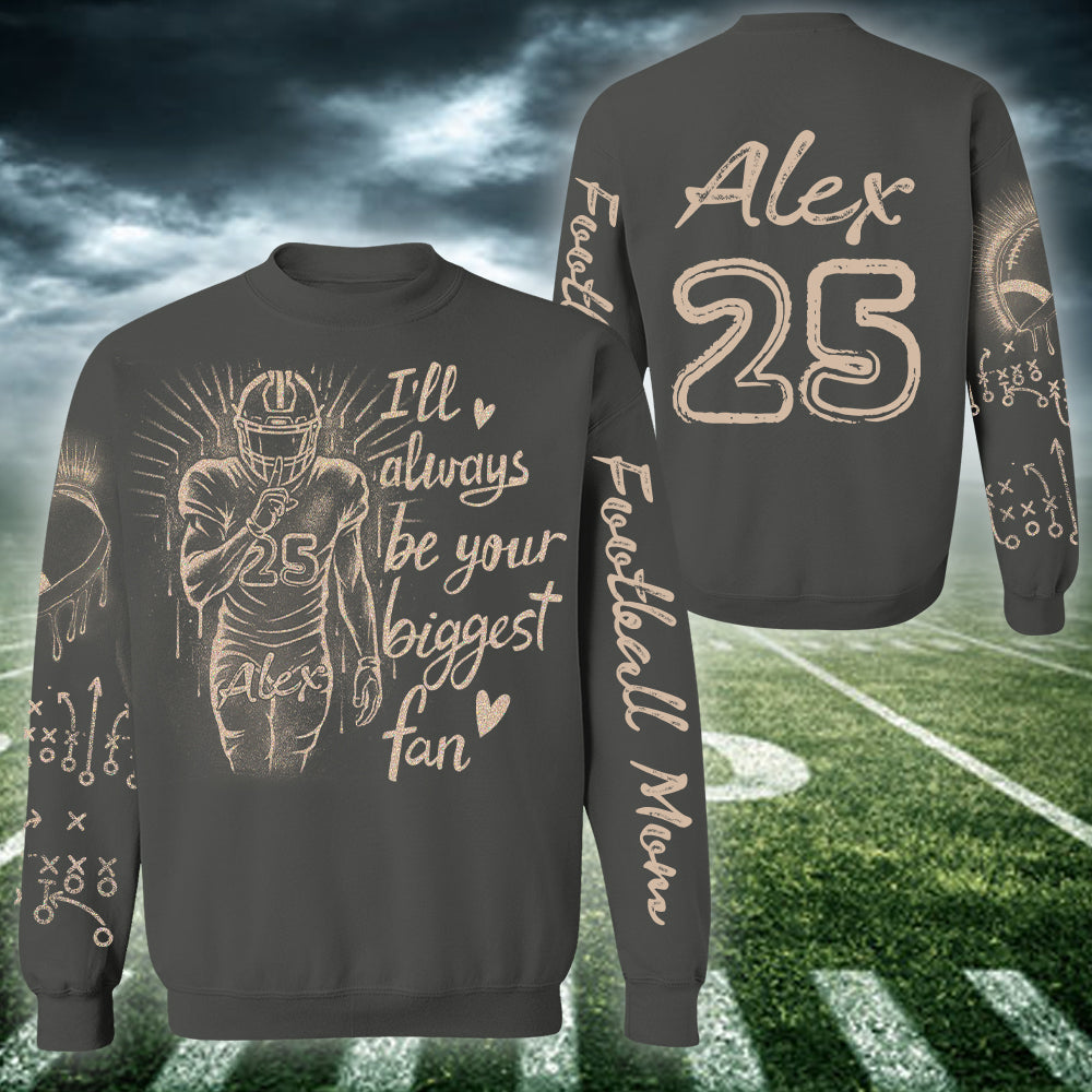Personalized Bleach Style Football Shirt - I'll Always Be Your Biggest Fan Shirt Gift For Football Mom Tu24