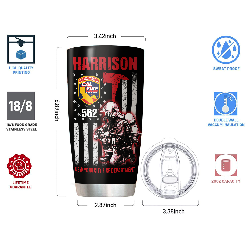 Personalized Tumbler Gift For Firefighter Thin Red Line Firefighter K1702 Trhn