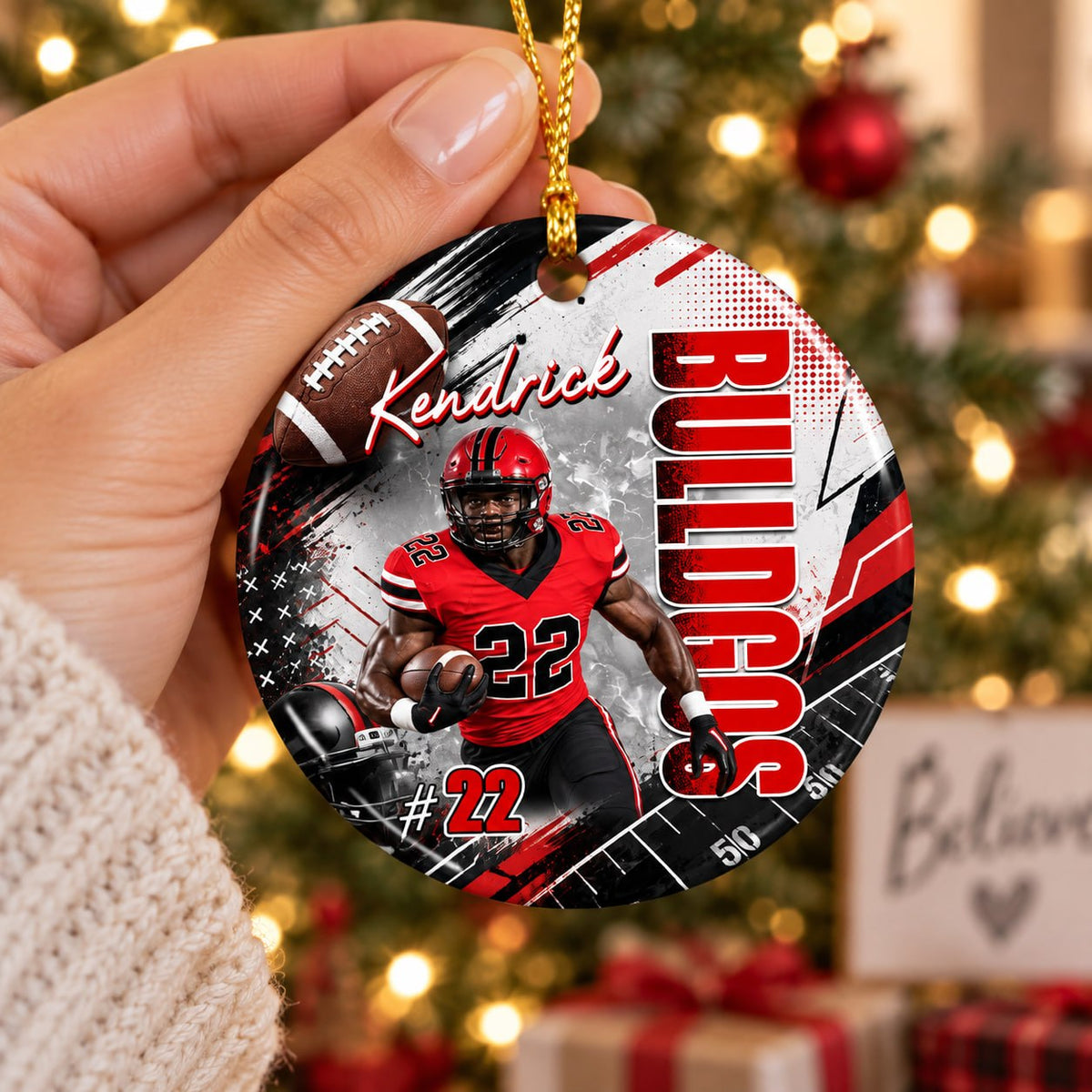 Personalized Football Ceramic Ornament For Christmas - Gifts For Football Lovers & Family NA04 T24