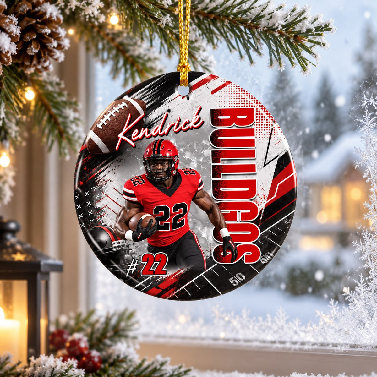 Personalized Football Ceramic Ornament For Christmas - Gifts For Football Lovers & Family NA04 T24