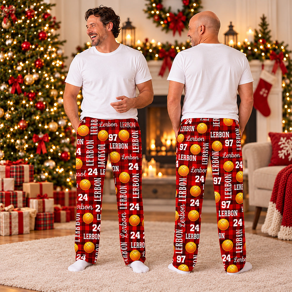 Personalized Funny Sport Drawstring Pajama Trousers Without Pockets, Custom Name Christmas Gift For Sport Lovers L0411 T24 DN10