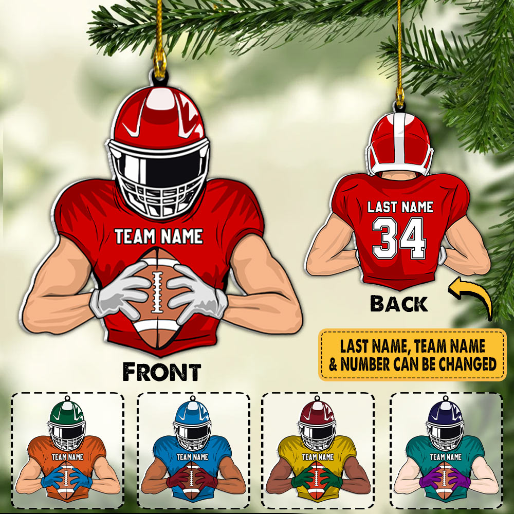 Custom Name And Number Ornament Gift For Football Player Football Lovers K1702