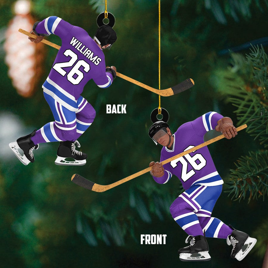 Ice Hockey Man Player Acrylic Christmas Ornament Custom Name Number Hockey Team Gift H2511 Trna