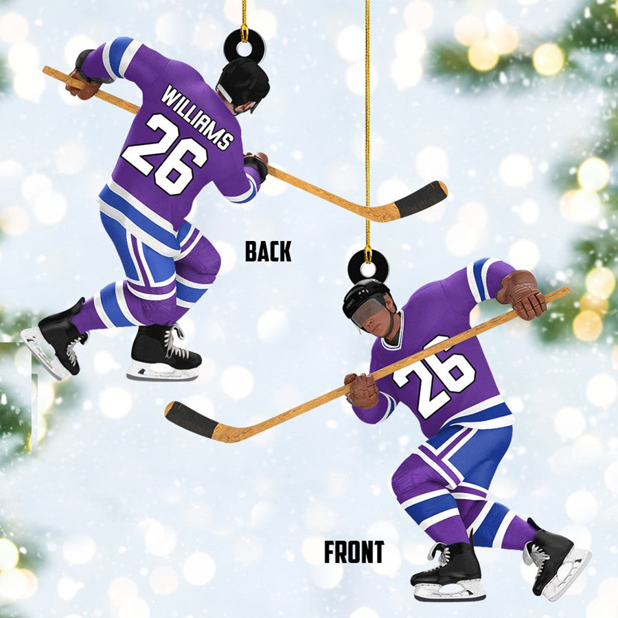 Ice Hockey Man Player Acrylic Christmas Ornament Custom Name Number Hockey Team Gift H2511 Trna