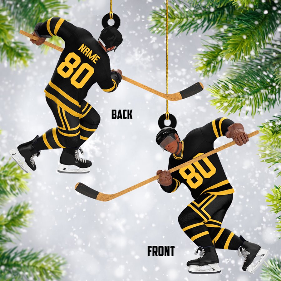 Ice Hockey Man Player Acrylic Christmas Ornament Custom Name Number Hockey Team Gift H2511 Trna