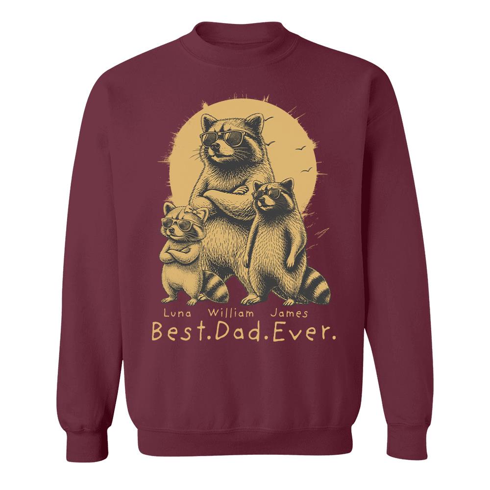 Best Dad Ever Dad Raccoon, Personalized T-Shirt Father Day, Gifts for Dad Husband, Funny Papa Tshirt Cool Daddy Raccoon Tee MI209 Hv01
