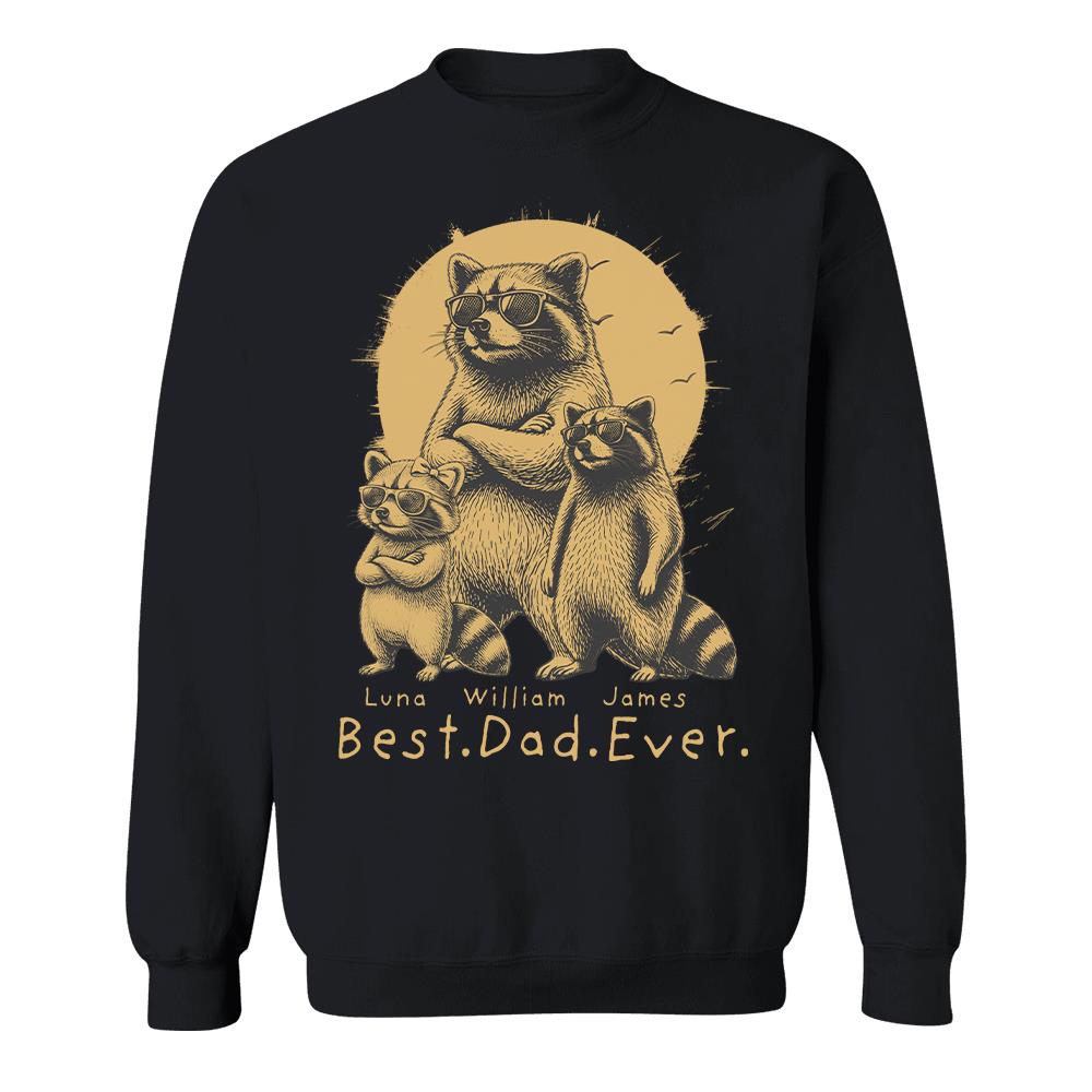Best Dad Ever Dad Raccoon, Personalized T-Shirt Father Day, Gifts for Dad Husband, Funny Papa Tshirt Cool Daddy Raccoon Tee MI209 Hv01