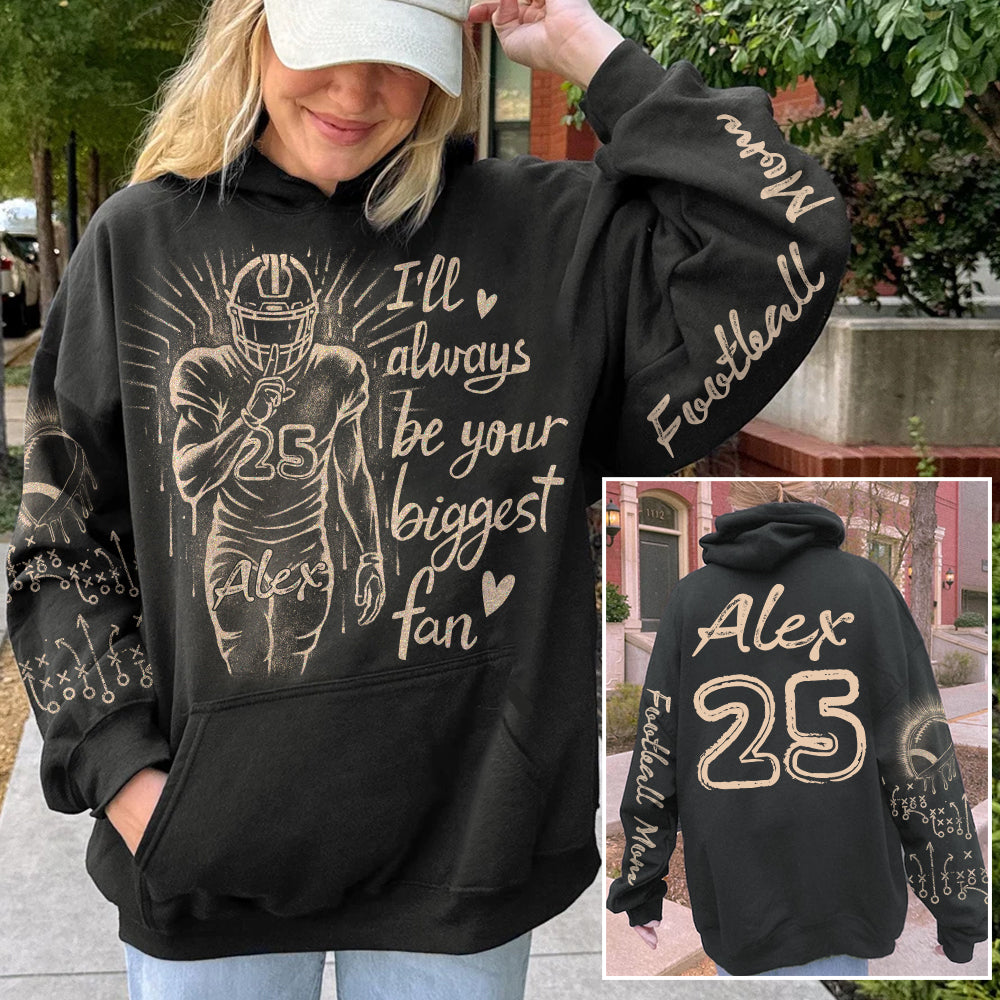 Personalized Bleach Style Football Shirt - I'll Always Be Your Biggest Fan Shirt Gift For Football Mom Tu24