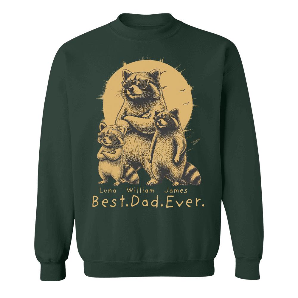 Best Dad Ever Dad Raccoon, Personalized T-Shirt Father Day, Gifts for Dad Husband, Funny Papa Tshirt Cool Daddy Raccoon Tee MI209 Hv01