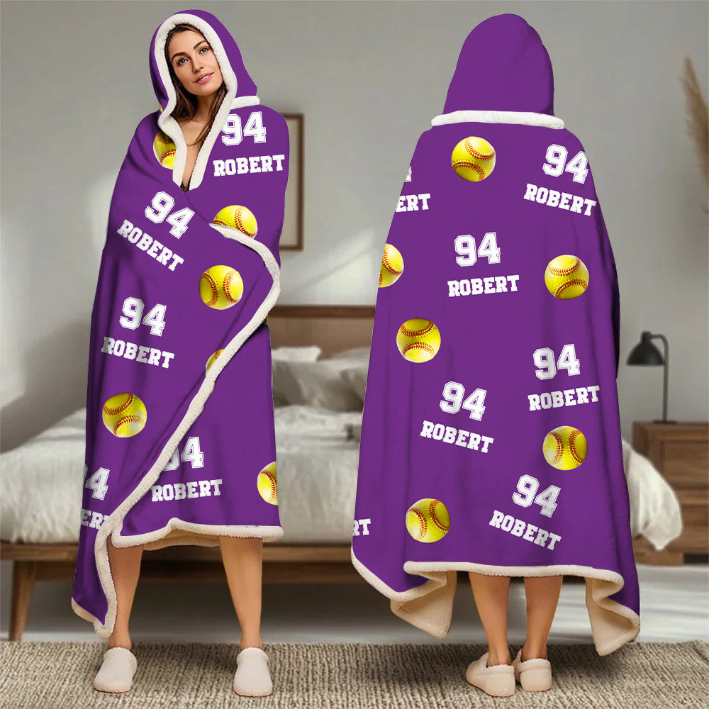 Personalized Softball Wearable Blanket Hoodie For Sport Lovers, Sport Players Tu20