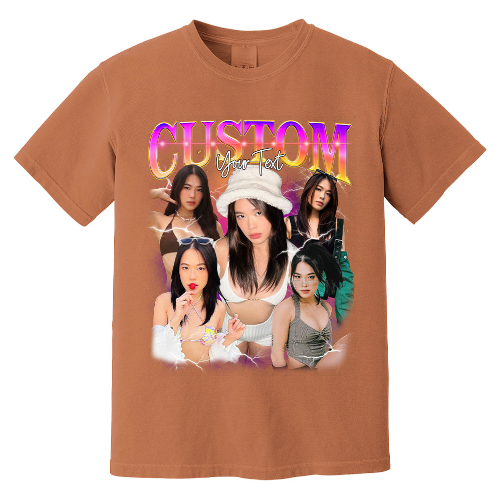 Custom Graphic Photo Vintage Washed Shirt Family Bootleg Graphic