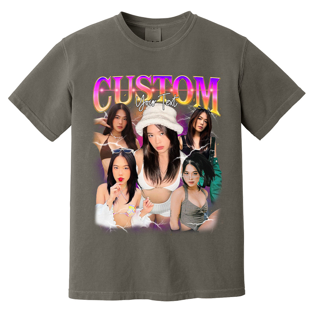 Custom Graphic Photo Vintage Washed Shirt Family Bootleg Graphic