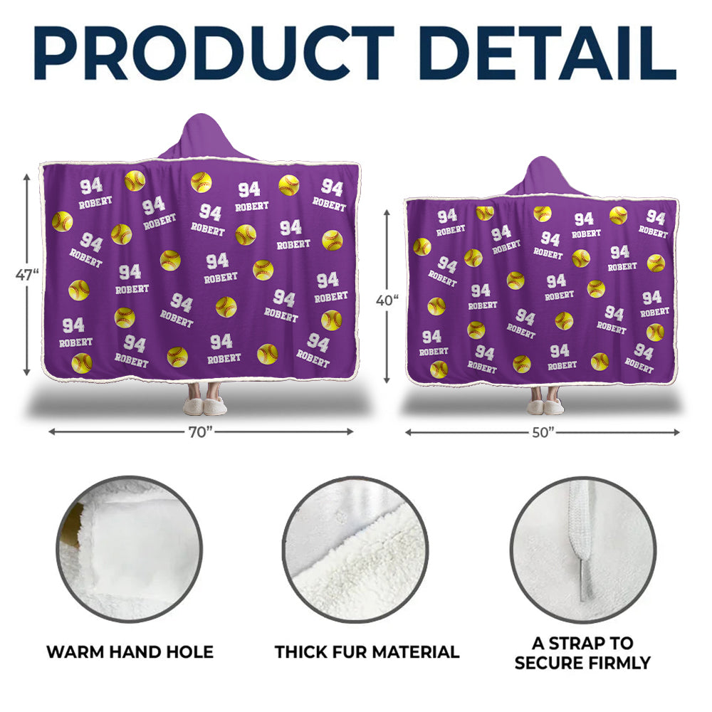 Personalized Softball Wearable Blanket Hoodie For Sport Lovers, Sport Players Tu20