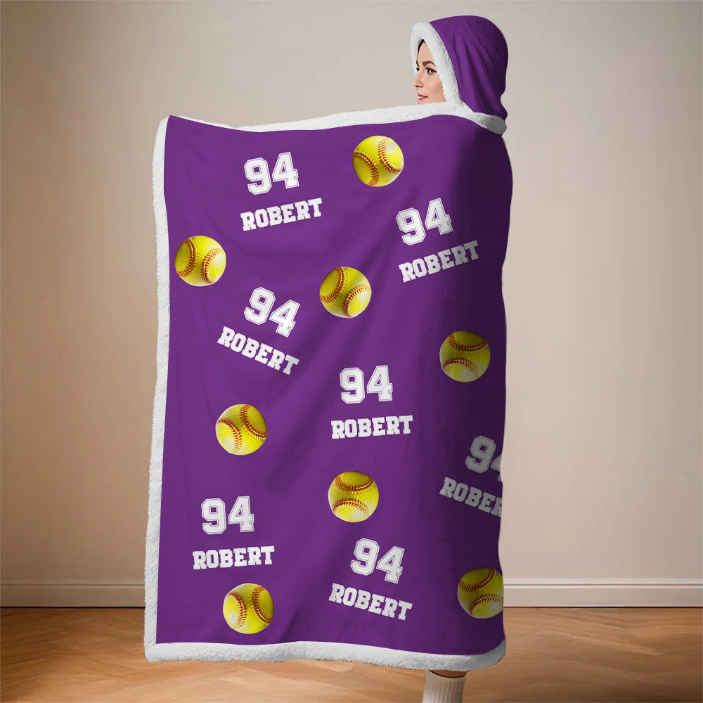Personalized Softball Wearable Blanket Hoodie For Sport Lovers, Sport Players Tu20