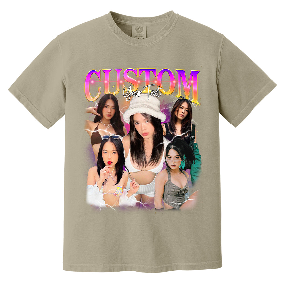 Custom Graphic Photo Vintage Washed Shirt Family Bootleg Graphic