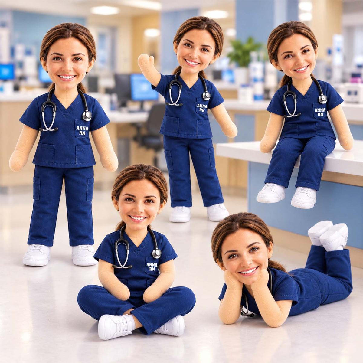 Custom Photo Nurse Posable Plush Doll, Gift For Nurses L0411 Pt99