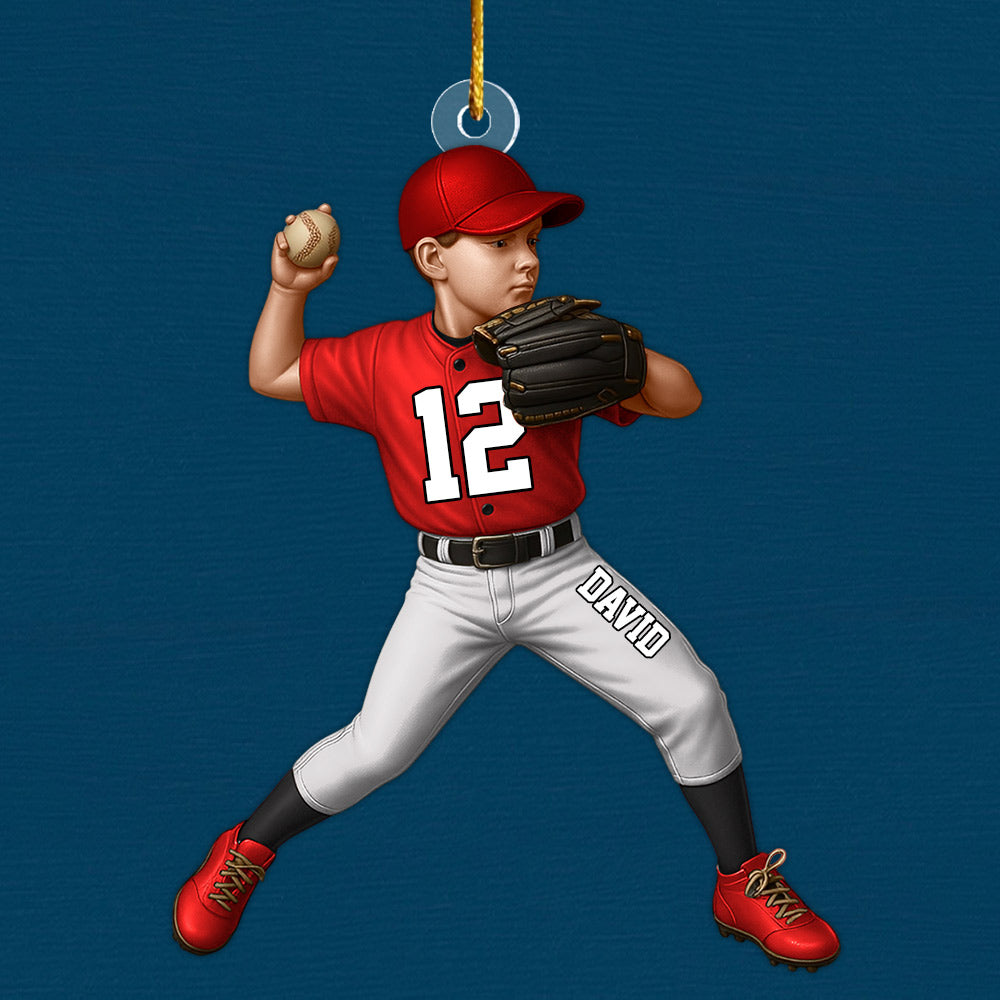 Personalized Baseball Acrylic Christmas Ornament, BaseBall Kid Player Ornament, Baseball Keepsake, Baseball Christmas Ornament Li29