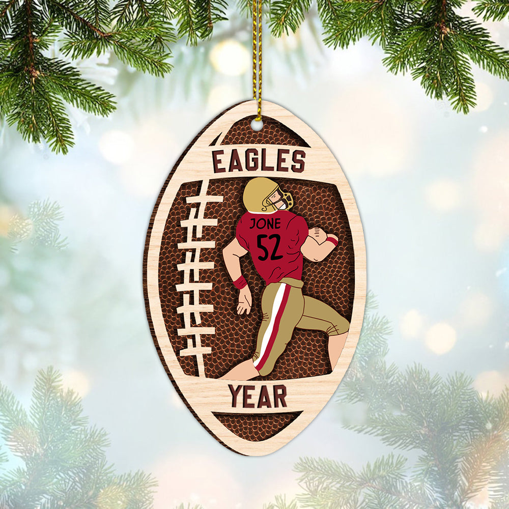 Custom Football With Name And Number Ornament - Personalized Ornament Gift For Football Player Football Lovers K1702