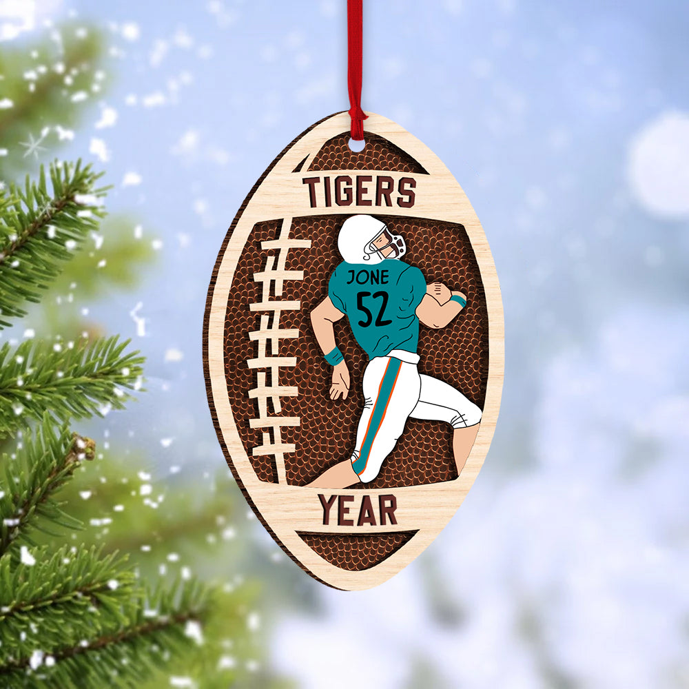 Custom Football With Name And Number Ornament - Personalized Ornament Gift For Football Player Football Lovers K1702
