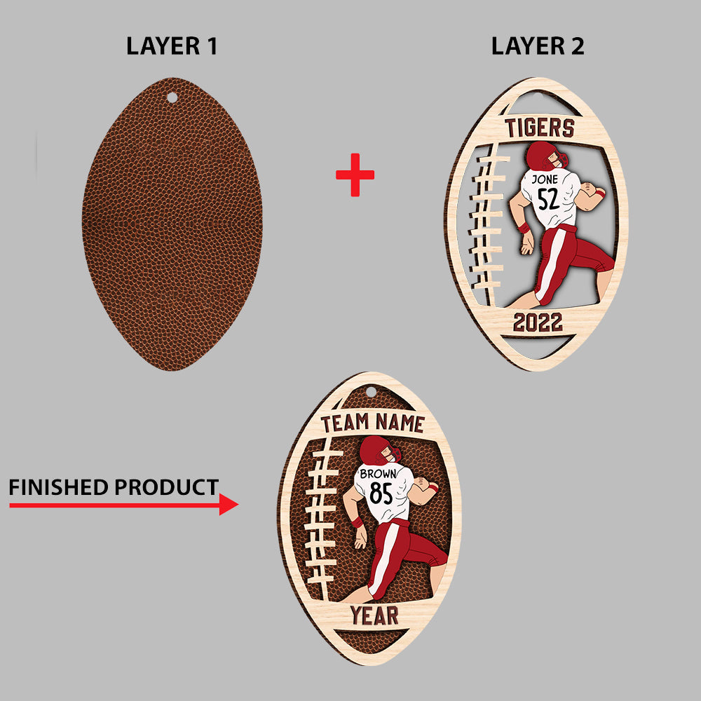 Custom Football With Name And Number Ornament - Personalized Ornament Gift For Football Player Football Lovers K1702