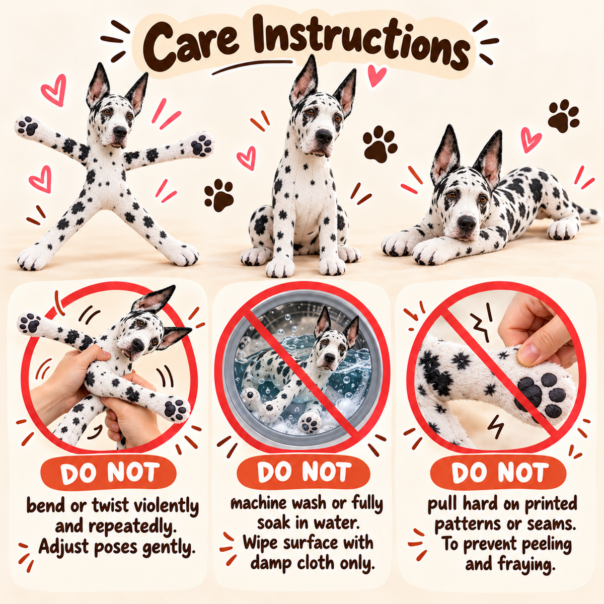 Personalized Great Dane  Photo Pet Squishy Toy Poseable Plush Doll, Funny Gift For Dog Mom, Dad, Pet Lover T1807 T24 TL06