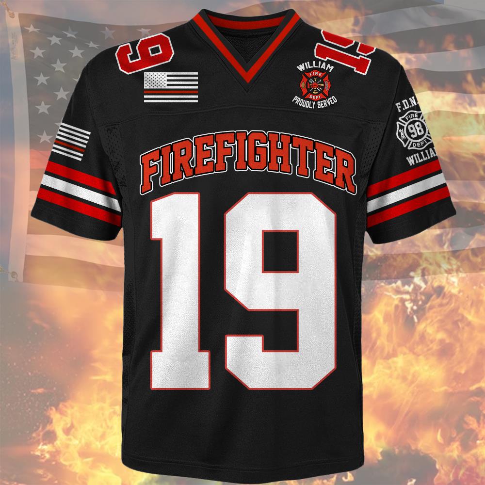 Custom Firefighter Football Jersey, Custom Dept Name Number Firefighter, Gift For Firefighter T1807 Nh00