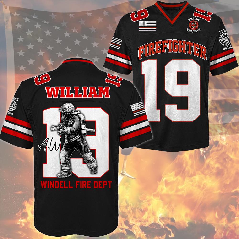 Custom Firefighter Football Jersey, Custom Dept Name Number Firefighter, Gift For Firefighter T1807 Nh00