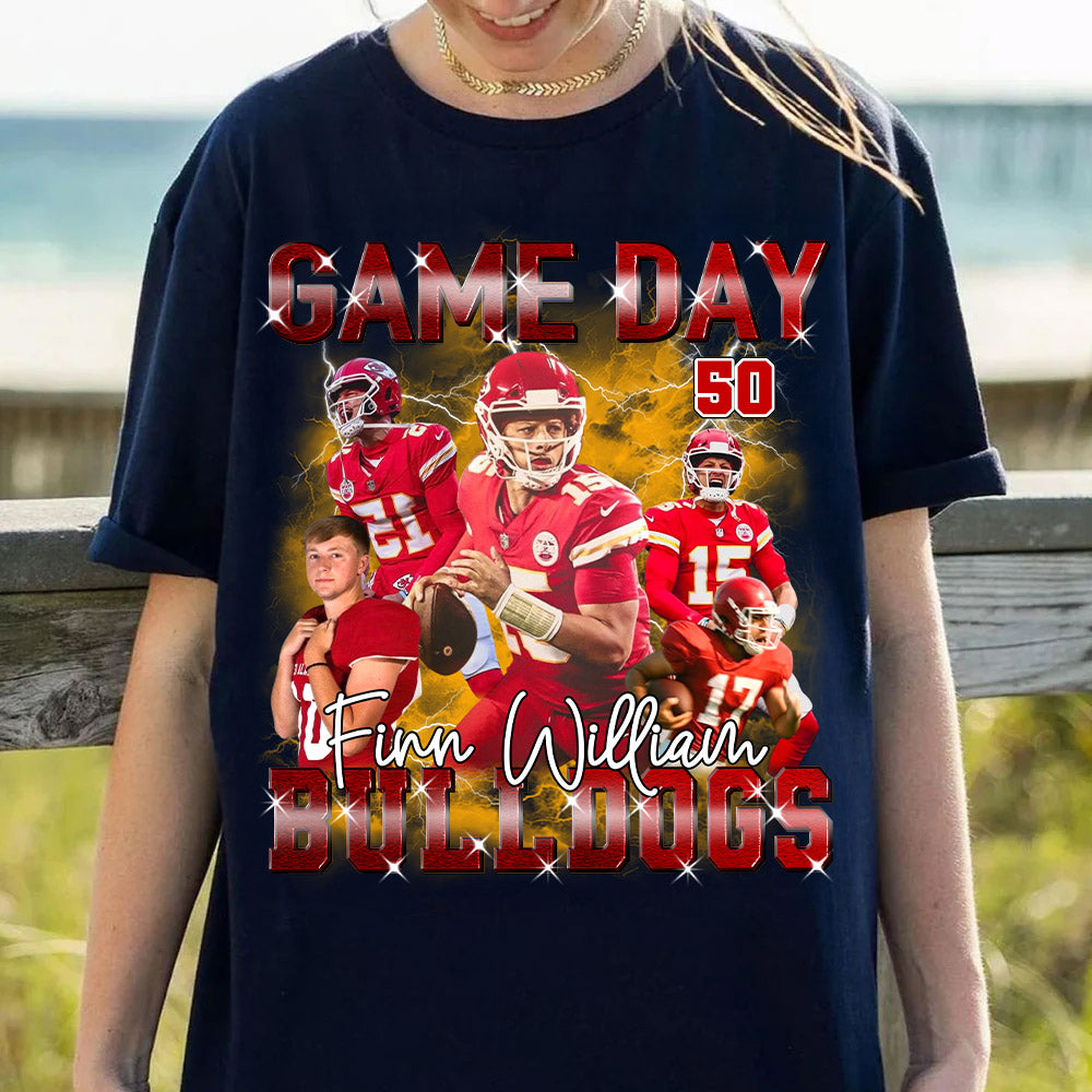 Custom Photo Football Game Day Custom Bootleg Shirt 90s Vintage Personalized Shirt Tu24 Pt99
