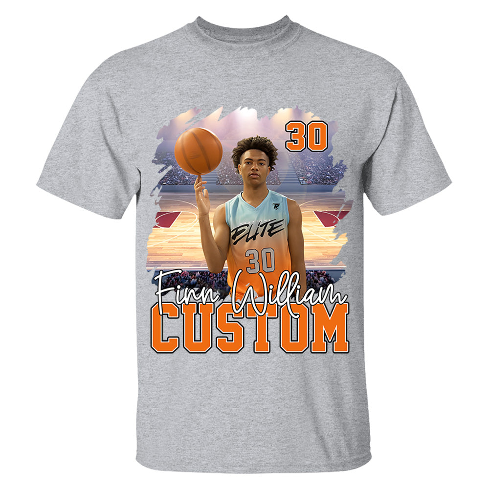 Custom Photo Basketball Player And Team Name Shirt - Personalized Photo Sports Shirt