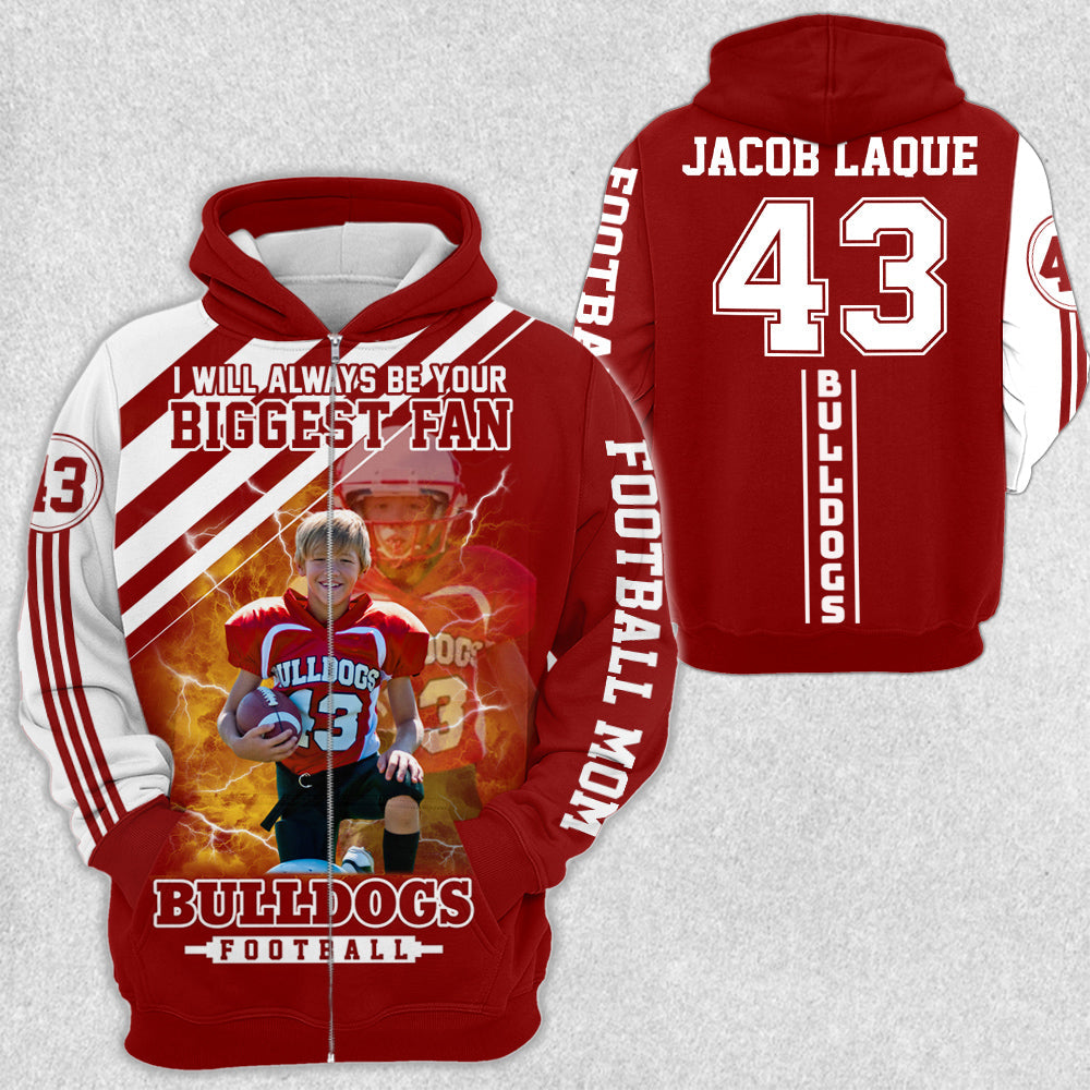 Custom Photo I Will Always Be Your Biggest Fan All Over Print Shirt Hoodie For Football Mom Dad Family Football Lovers H2511