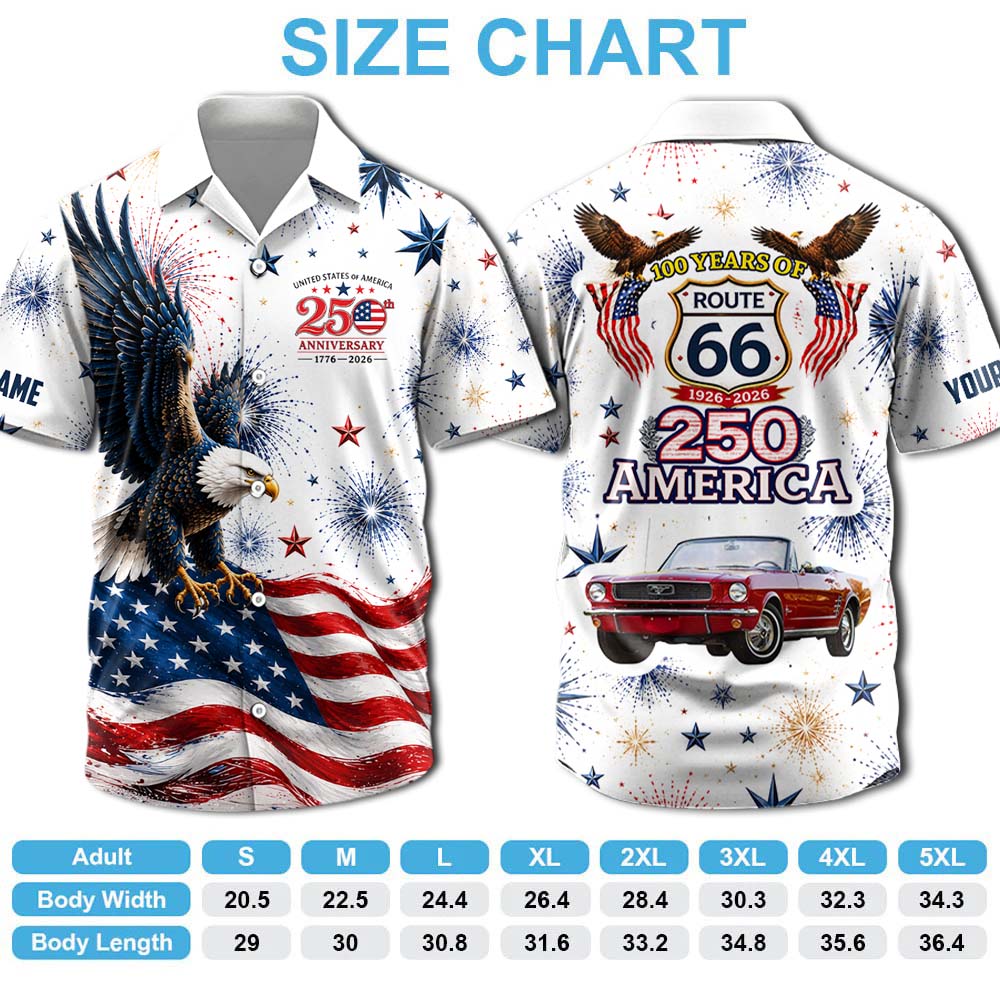 Celebrate 100 Years of Road Route 66 and America 250th Anniversary - Personalized Car Photo Hawaiian Shirt A2110 Pt99