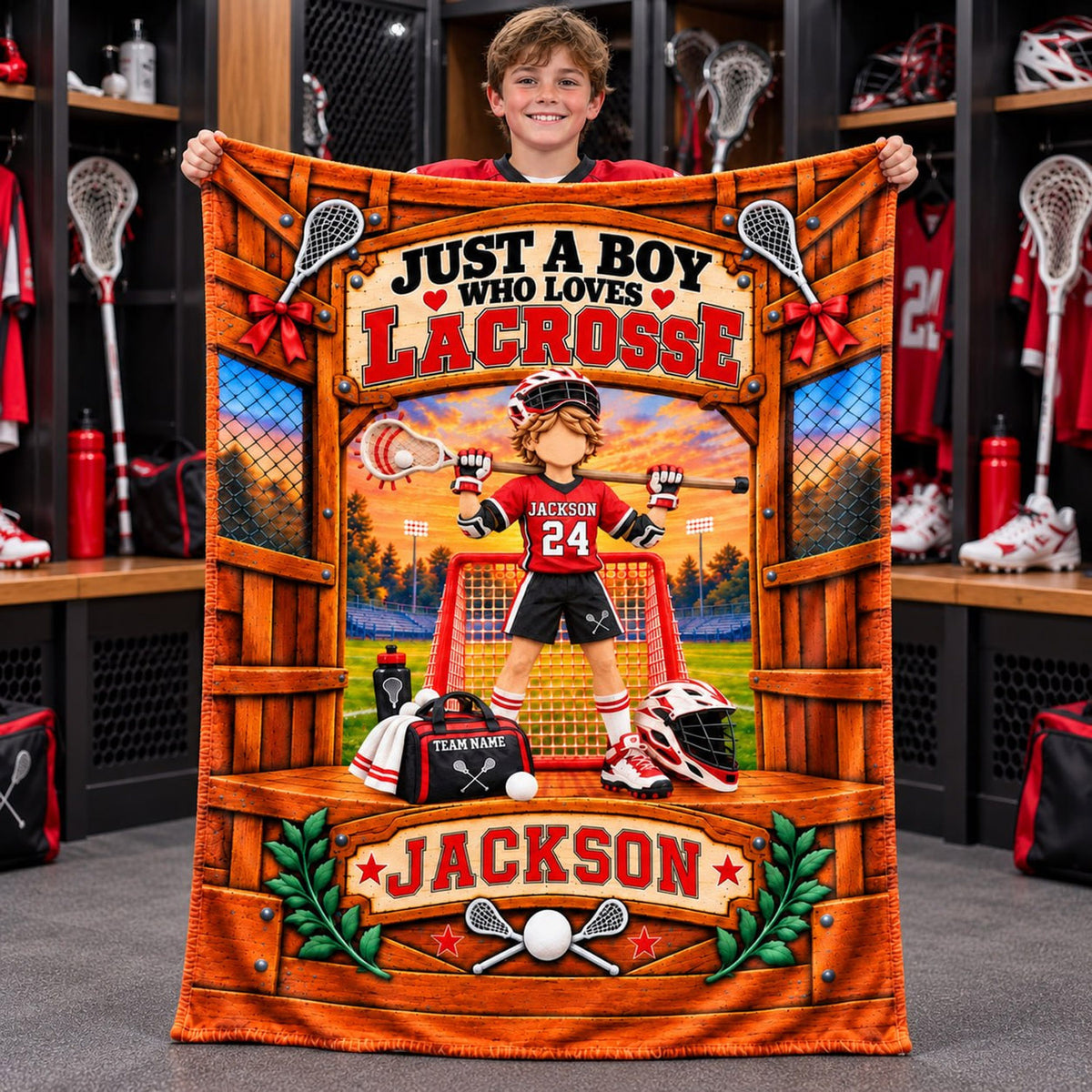 Just A Boy Who Loves Lacrosse, Personalized Lacrosse Blanket, Custom Player Name Gift, Gift For Lacrosse Players Lacrosse Lover T1807 Nh00 TL06